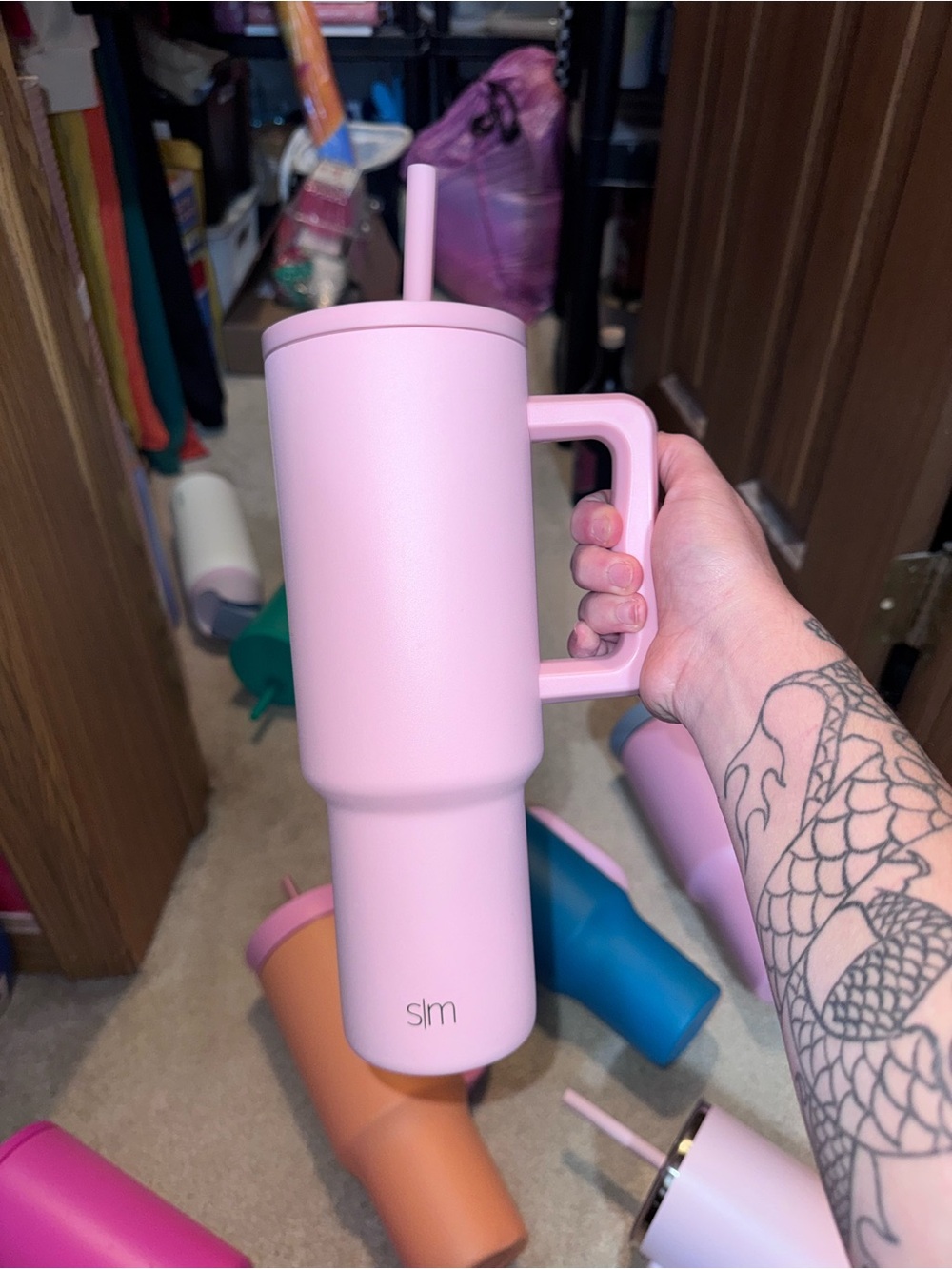 slm Pink Insulated Travel Mug with Handle